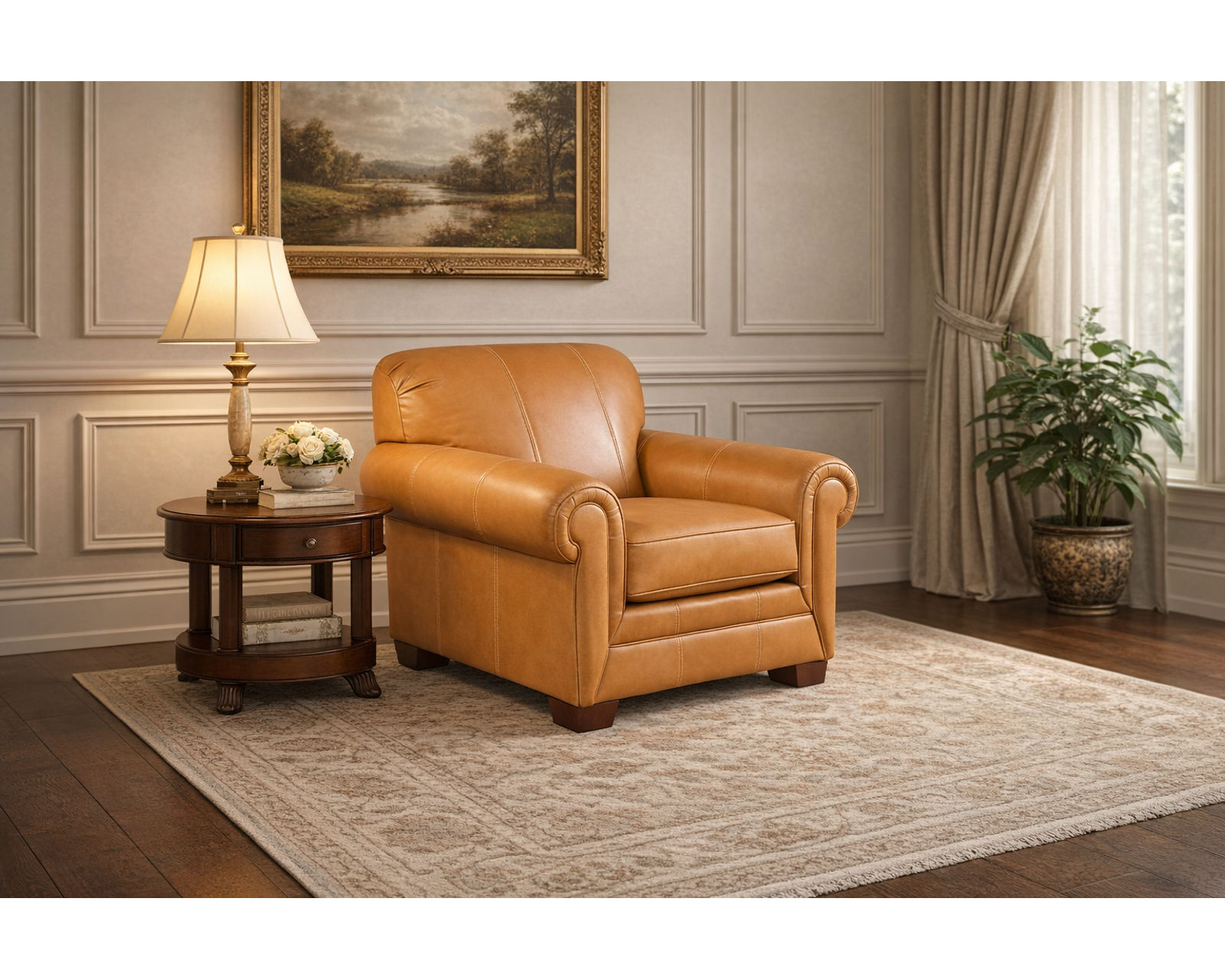 Monroe 87" Leather Sofa  (+29 Top-Grain Leathers) - Monroe Leather Chair