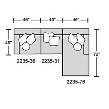 Layout B: Three Piece Chaise Sectional 132" x 172"