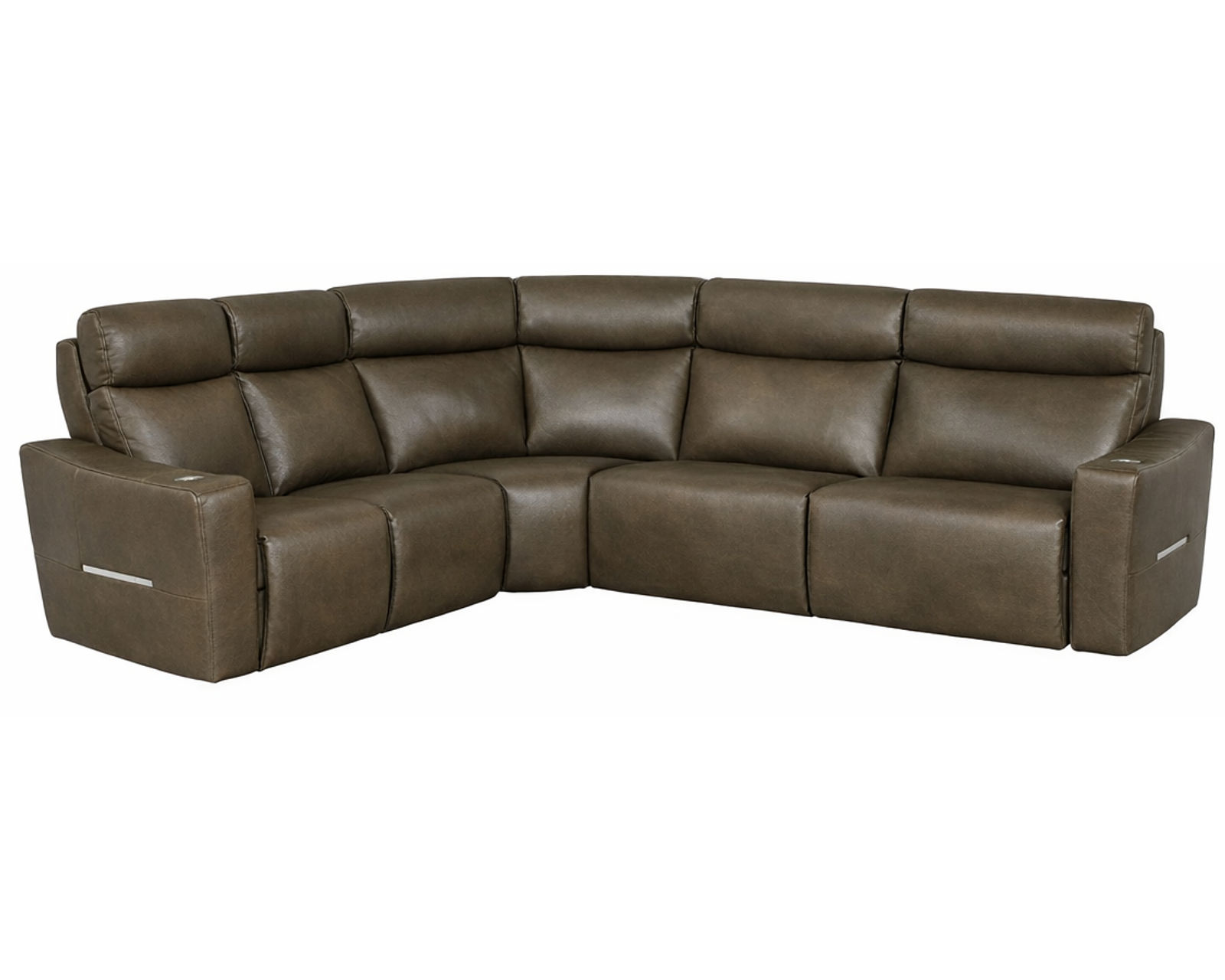 Audrey 4050 Power Headrest Power Reclining Sectional (standard and wide seat widths) +140 leathers - Layout B: Five Piece Wide Sectional 118" x 118" (2 recliners) 
