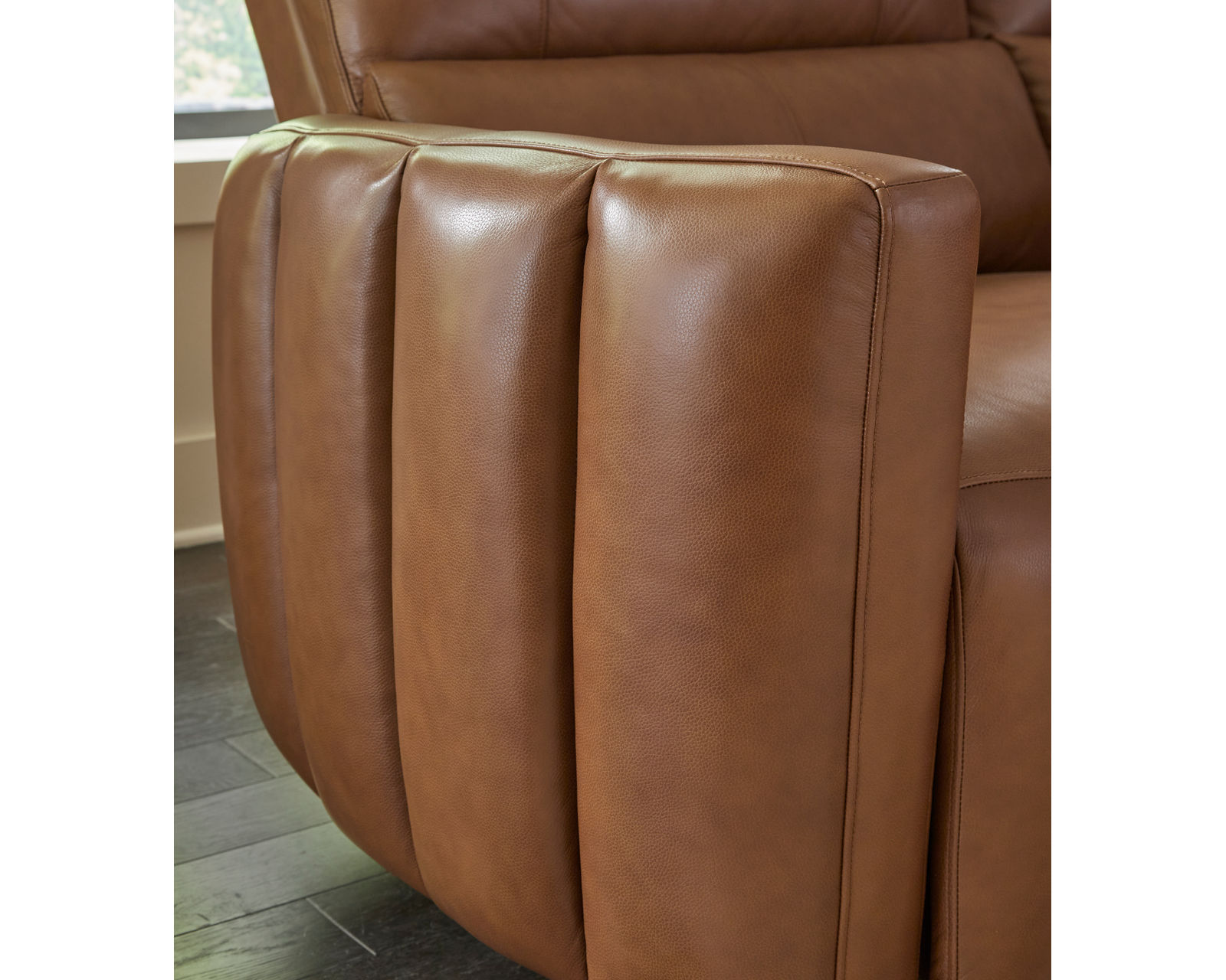 Modesto Power Headrest Power Reclining Leather Sectional (In Stock - Fast Shipping) - Beautiful side channel stitching