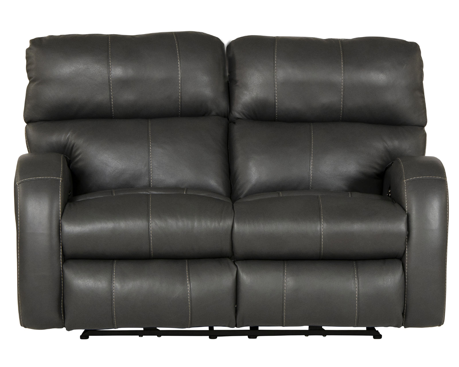 Angelo 83" Lay Flat Power Headrest Power Reclining Leather Sofa (two colors) - Angelo Power Headrest Power Lay Flat Reclining Loveseat in Leather Gunmetal