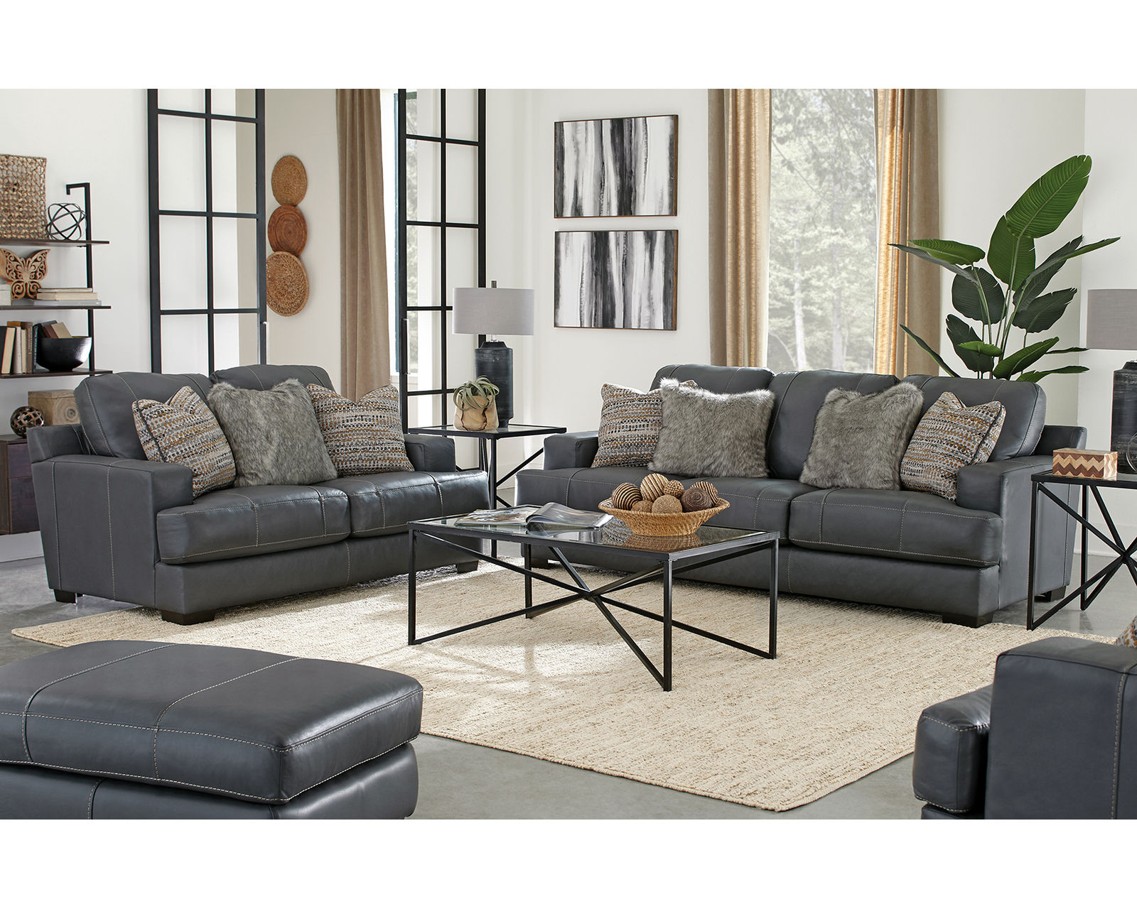 Marco 92" Top Grain Leather Sofa 2 colors (in stock) includes pillows