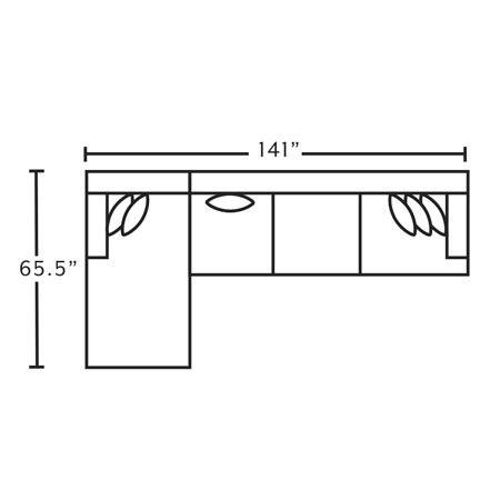 Layout E: Three Piece Sectional 65.5" x 141"