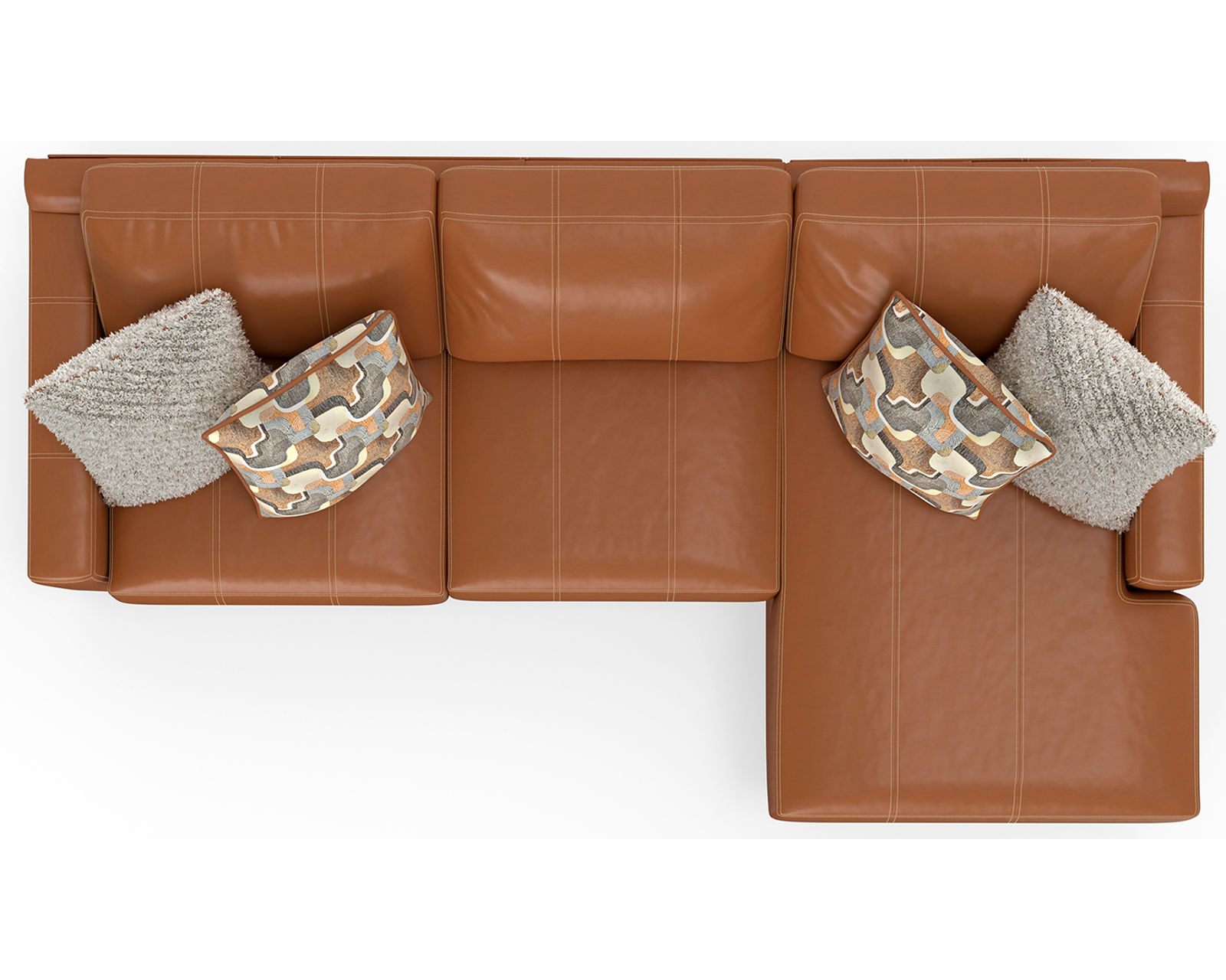 Minori Modular Leather Sectional (2 colors) includes pillows - Layout A: Two Piece Sectional 122" x 67"