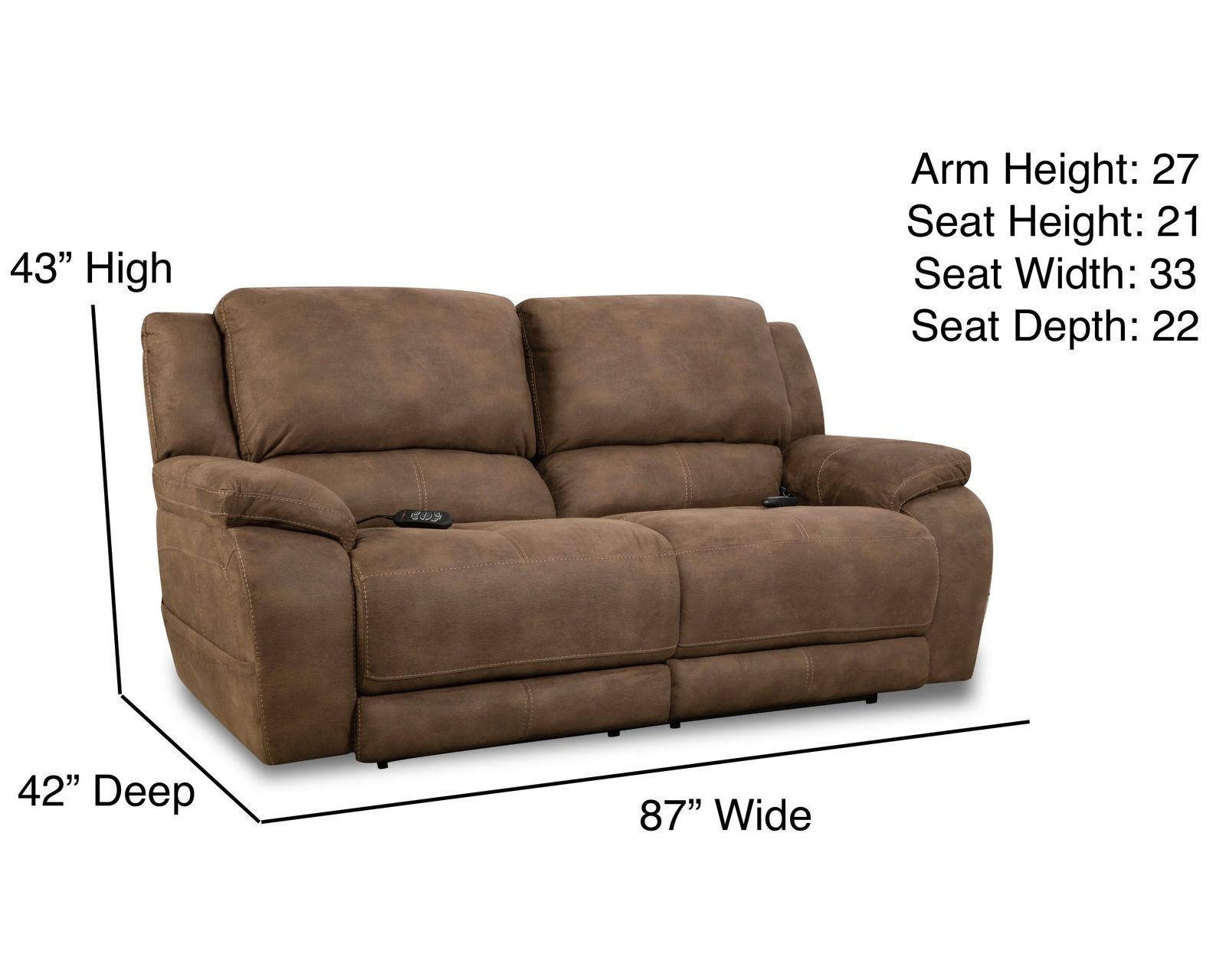 Harley 84" Triple Power Reclining Console Loveseat Whiskey (In stock) - Harley 84" Triple Power Reclining Console Loveseat