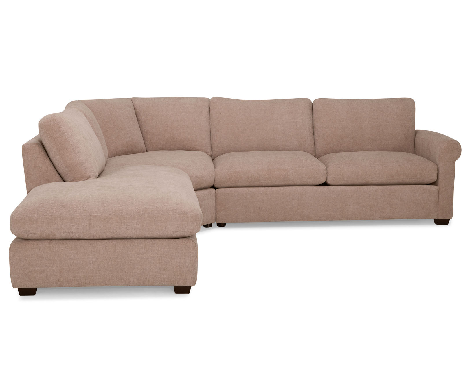Madison 77656 Roll Arm Sectional (+60 fabrics) - Layout O: Three Piece Sectional. 108" x 119"