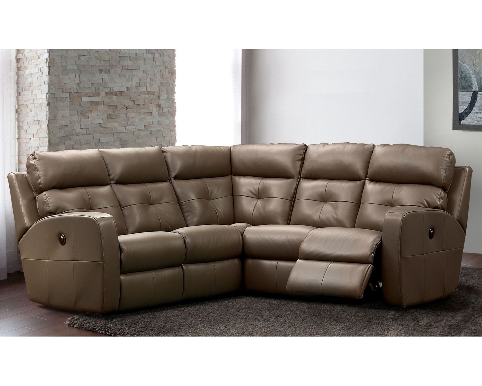 Chloe 4047 Reclining Sectional +140 leathers - Layout A: Five Piece Sectional 89" x 89" (two recliners)