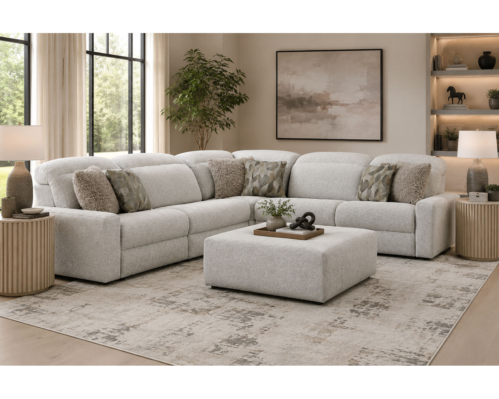 Terrence Modular Euro Styled Power Headrest Power Reclining Sectional (2 colors) - Exceptional Comfort Starts Here.