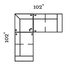 Layout E: Three Piece Sectional 102" x 102"