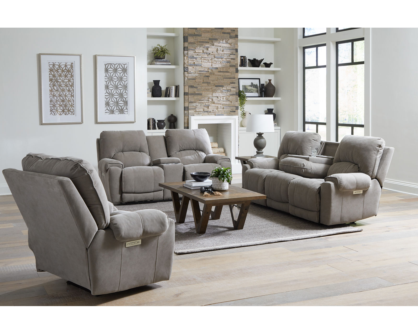 Havana 88" Triple Power Reclining Sofa with Center Drop Down Table (In stock) - Havana 88" Zero Gravity Triple Power Reclining Sofa with Drop Down Table
