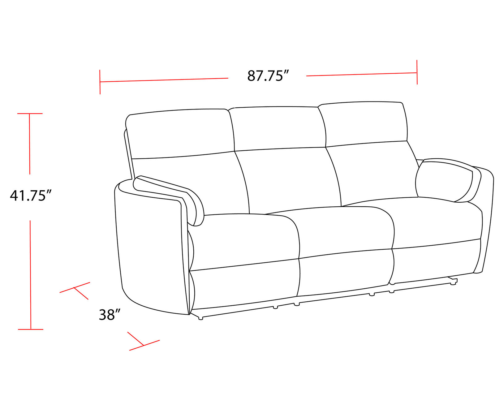 Radius 88" Power Gliding Reclining Sofa Ivory (In stock - Fast shipping) - 	Radius Ivory Power Gliding Reclining Sofa