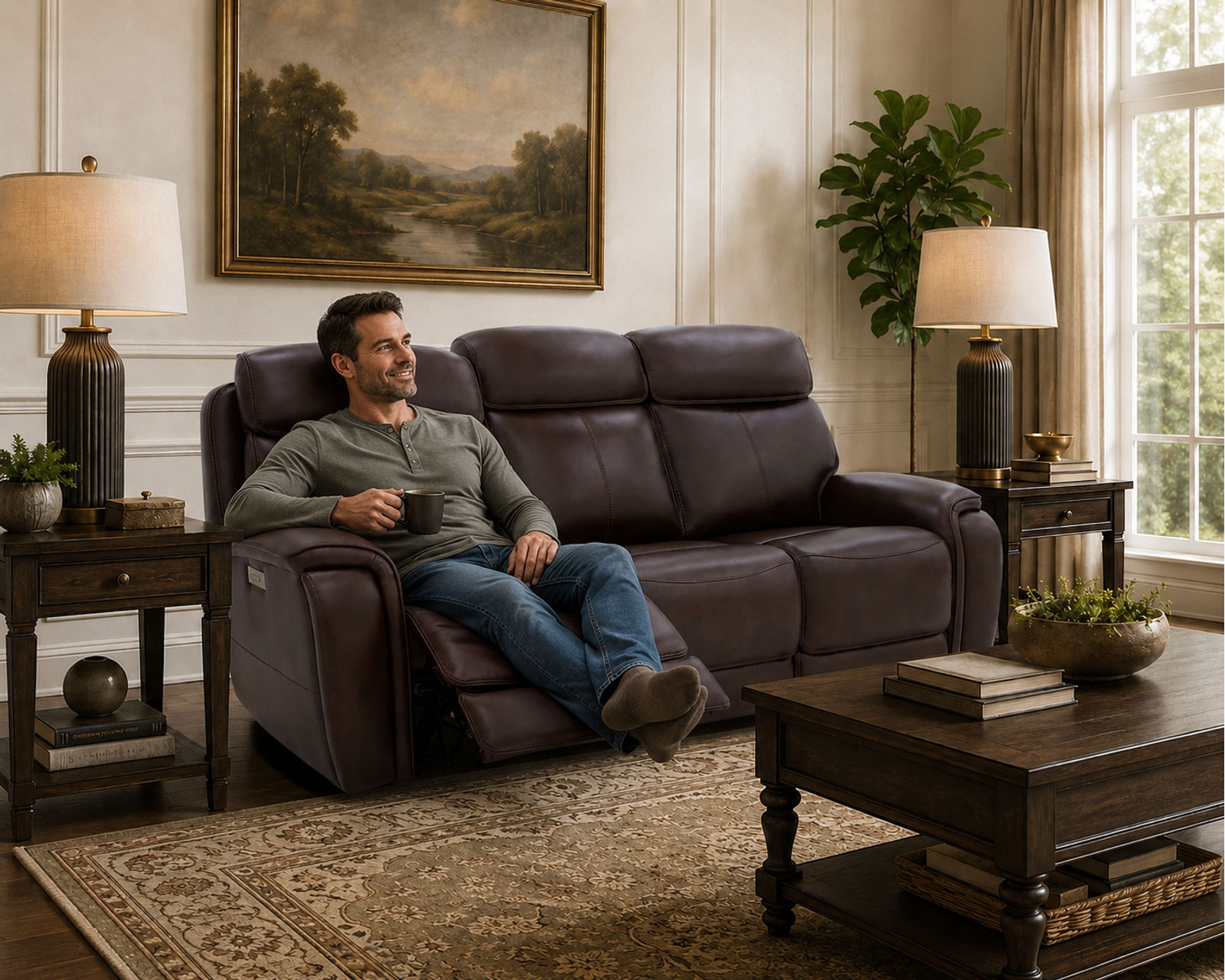 Walker 1580-70 Triple Power Leather 78" Reclining Console Loveseat (2 colors) - Built Better. Sitting Smarter.
