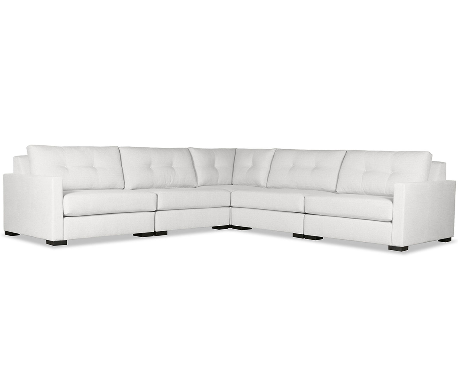 Chester Buttoned 5 Pieces Modular Sectional (Choice of Colors) - Chester Buttoned 5 Pieces Modular Sectional in White