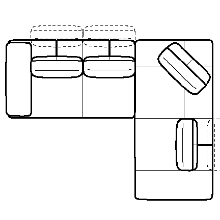 Layout D: Three Piece Sectional 124" x 97"