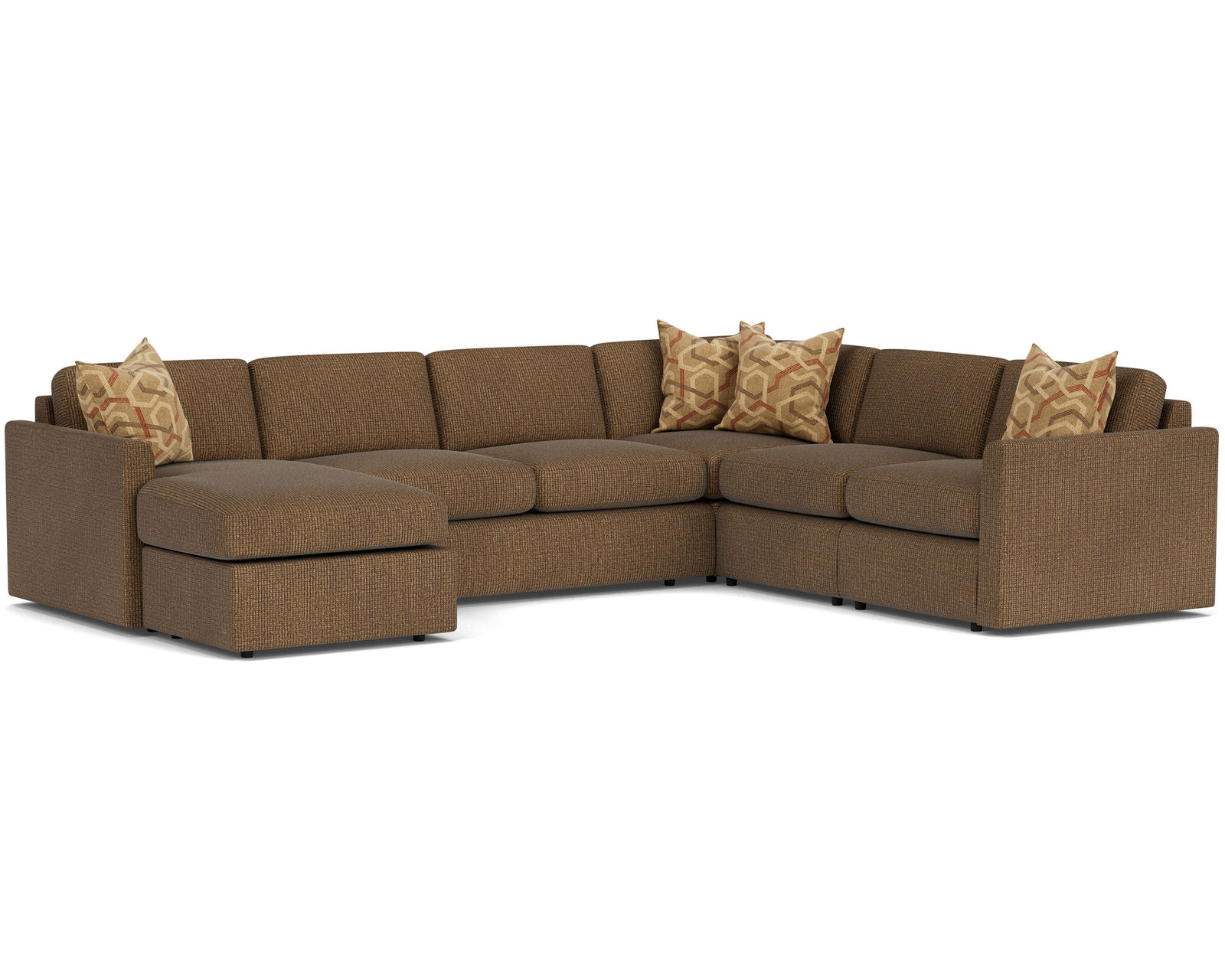 Sky 5512 Sectional (hypoallergenic down-like cushion) +100 fabrics - Layout F: Five Piece Sectional 65" x 136" x 106"
