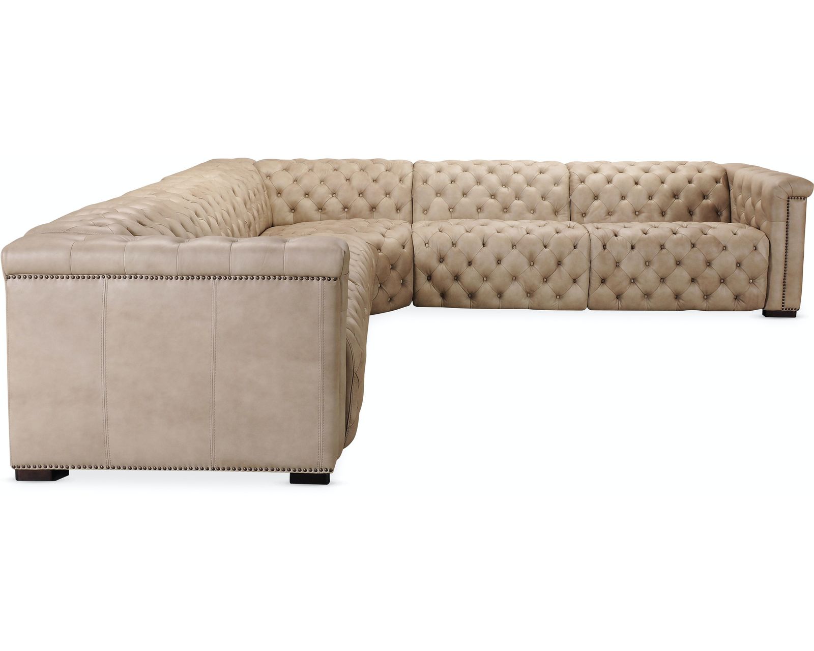 Savion Grandier Five Piece Leather Sectional with 2 Power Headrest Power Recliners (Taupe) - Savion Grandier Six Piece Leather Sectional with 3 Power Headrest Power Recliners (Taupe)