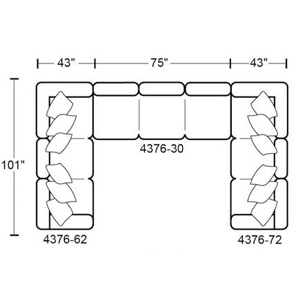 Layout L: Three Piece Sectional 101" x 161" x 101"