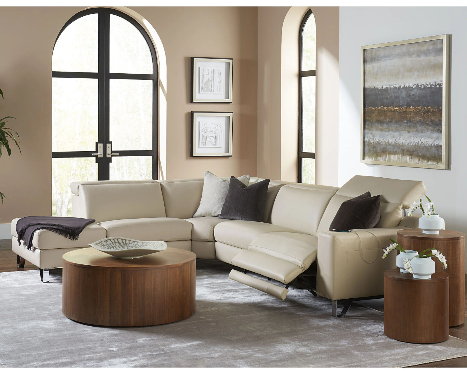 Tabor 44003 Power Headrest Power Reclining Sectional (+100 leathers) - Layout L: Four Piece Reclining Sectional 109" x 123"(1 Recliner)
