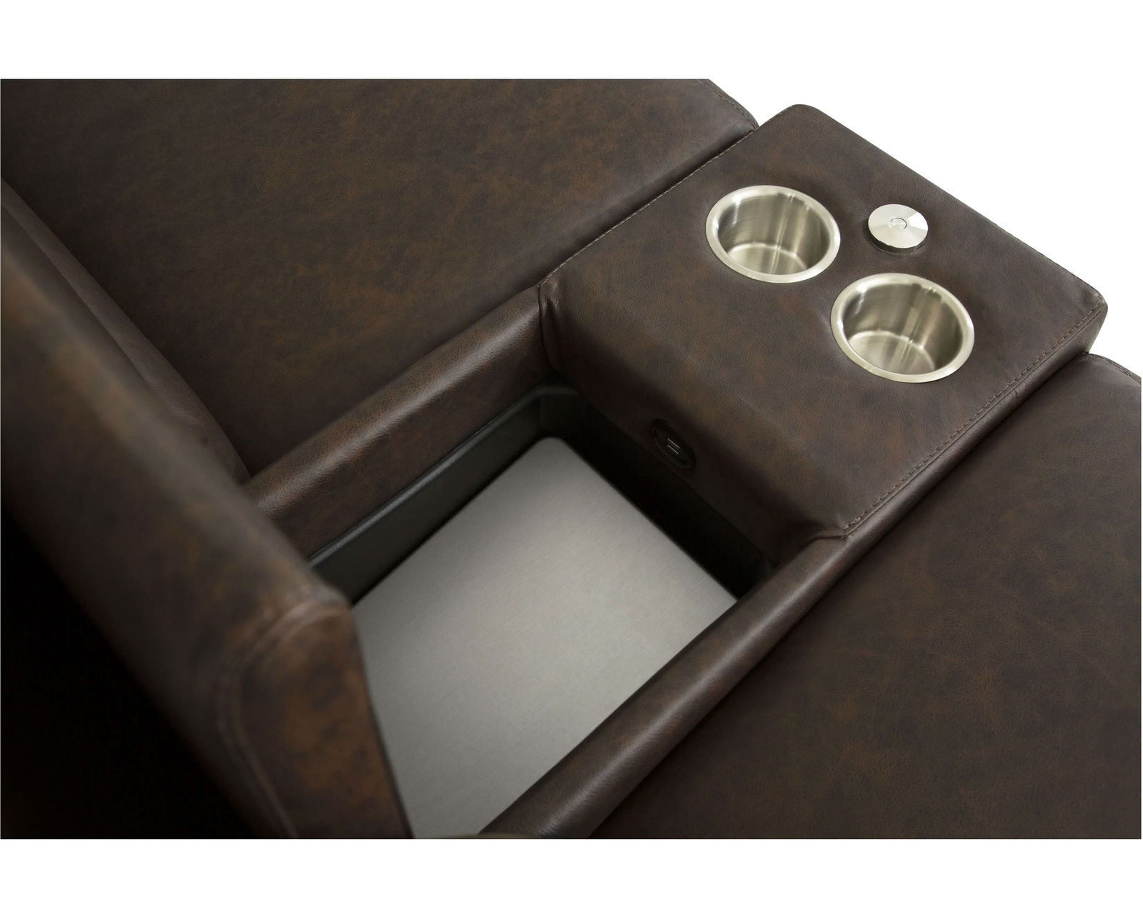 Armina 44010 Power Headrest Power Reclining Sectional (+100 leathers) - Armina Entertainment Console with Storage