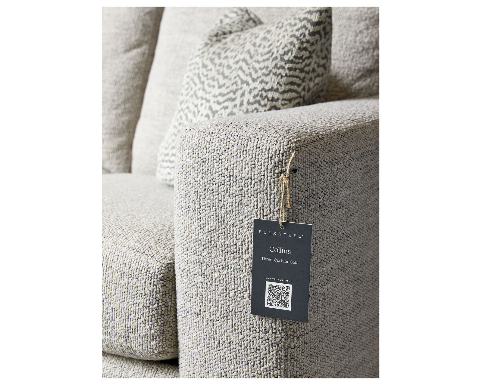 Collins 7107 Sofa (+100 fabrics) 80" - 89" - 101"  - High resiliency foam core seating cushions 2lb to 2.5 lb (Industry standard 1.8)