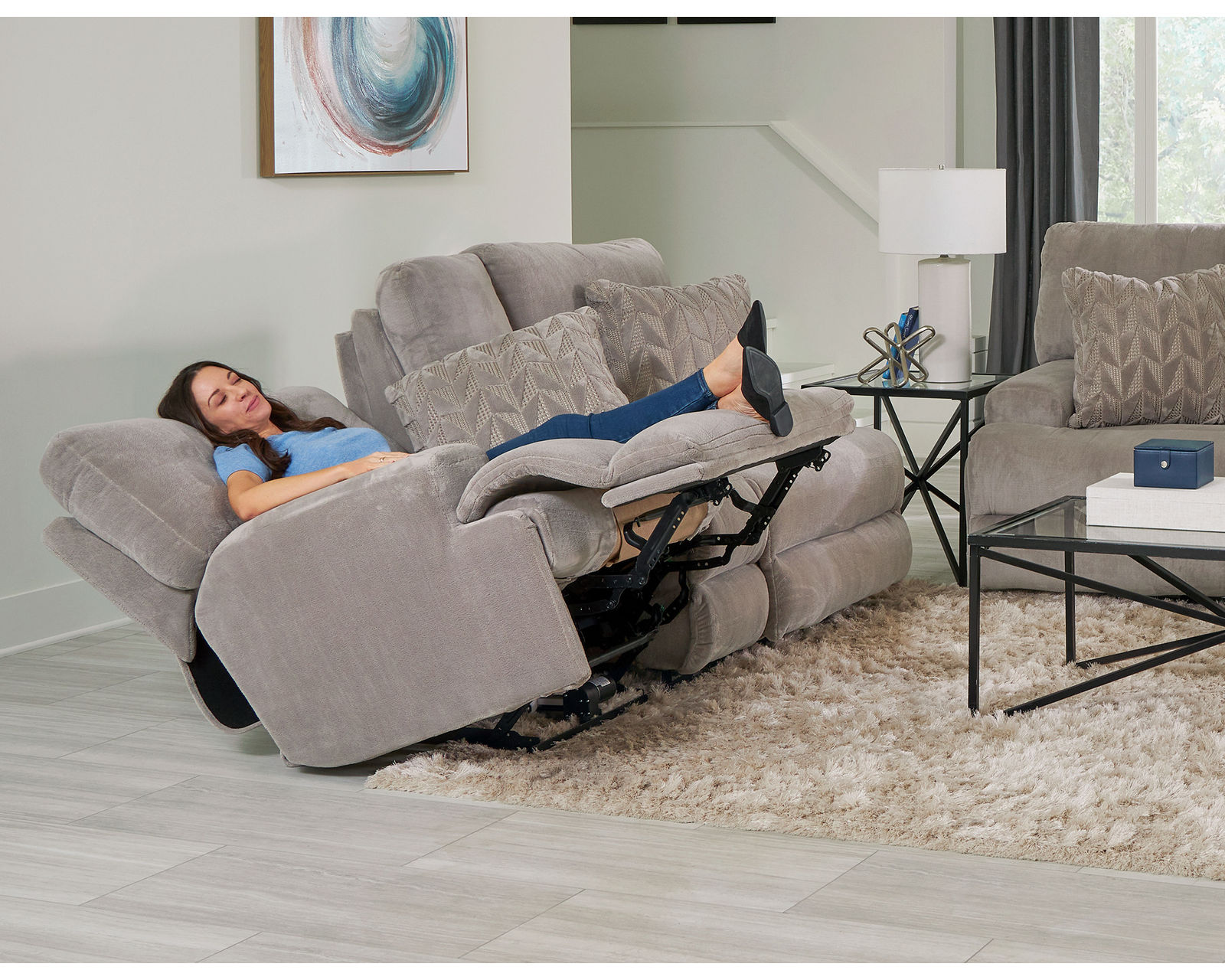 Renaldo 93" Lay Flat Zero Gravity Power Reclining Sofa (includes pillow) - Shown in the lay-flat zero gravity reclining position