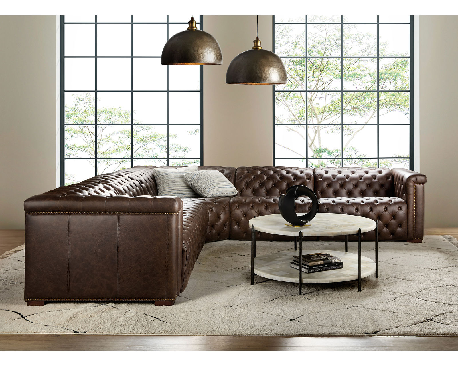Savion Deux 5 Seat Sectional with Three Power Recliners and Six Power Headrests 089 (In stock)