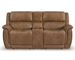 Beau 1011 Power Headrest Power Reclining Console Loveseat (Caramel faux leather fabric) in stock