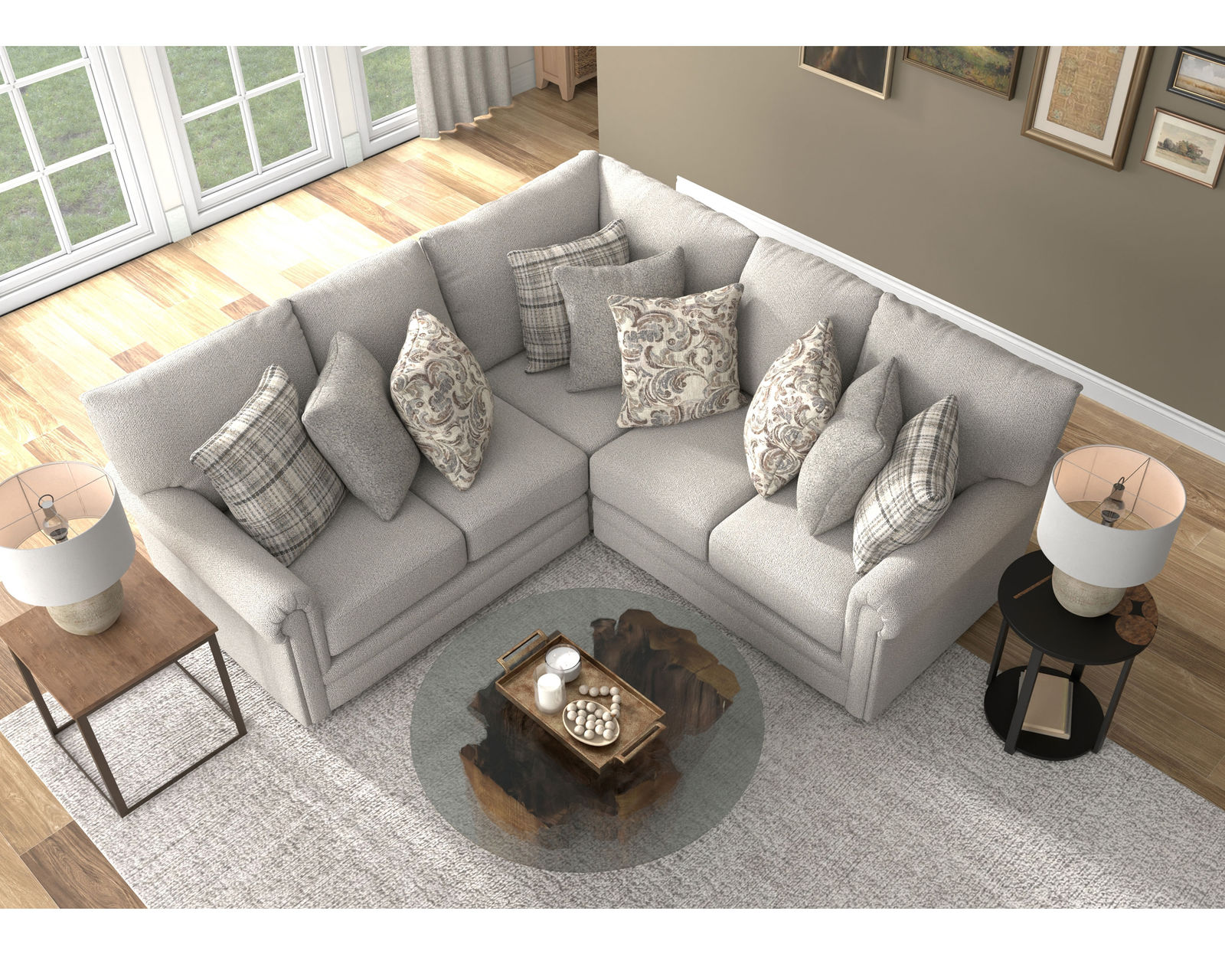Livingston 3345 Modular Sectional (includes pillows) - Layout F: Three Piece Sectional 97" x 97"