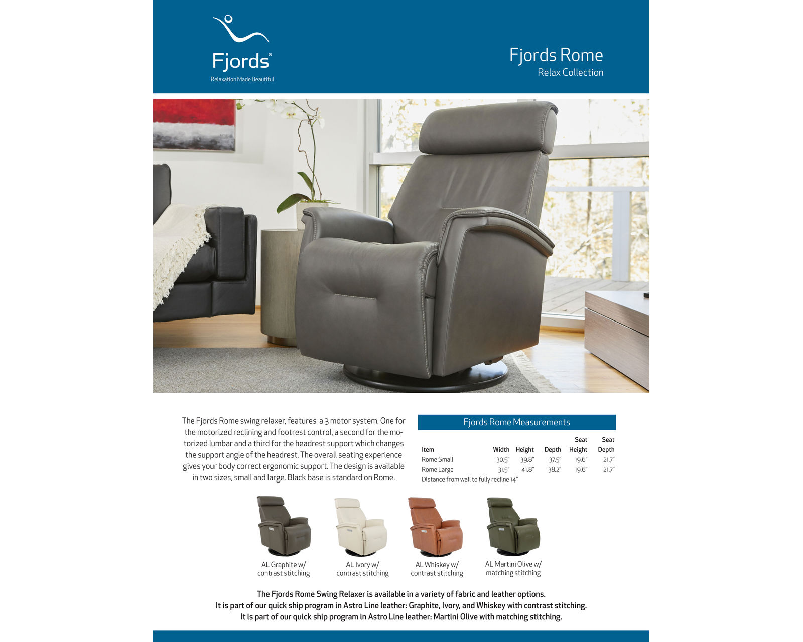 Rome Triple Power Swivel Glider Recliner Graphite (In stock - Fast shipping) - Rome Power Headrest - Lumbar - Recline Swivel Glider Recliner Graphite (In stock - Fast shipping)