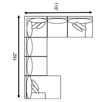 Layout D: Four Piece Sectional 152" x 115"