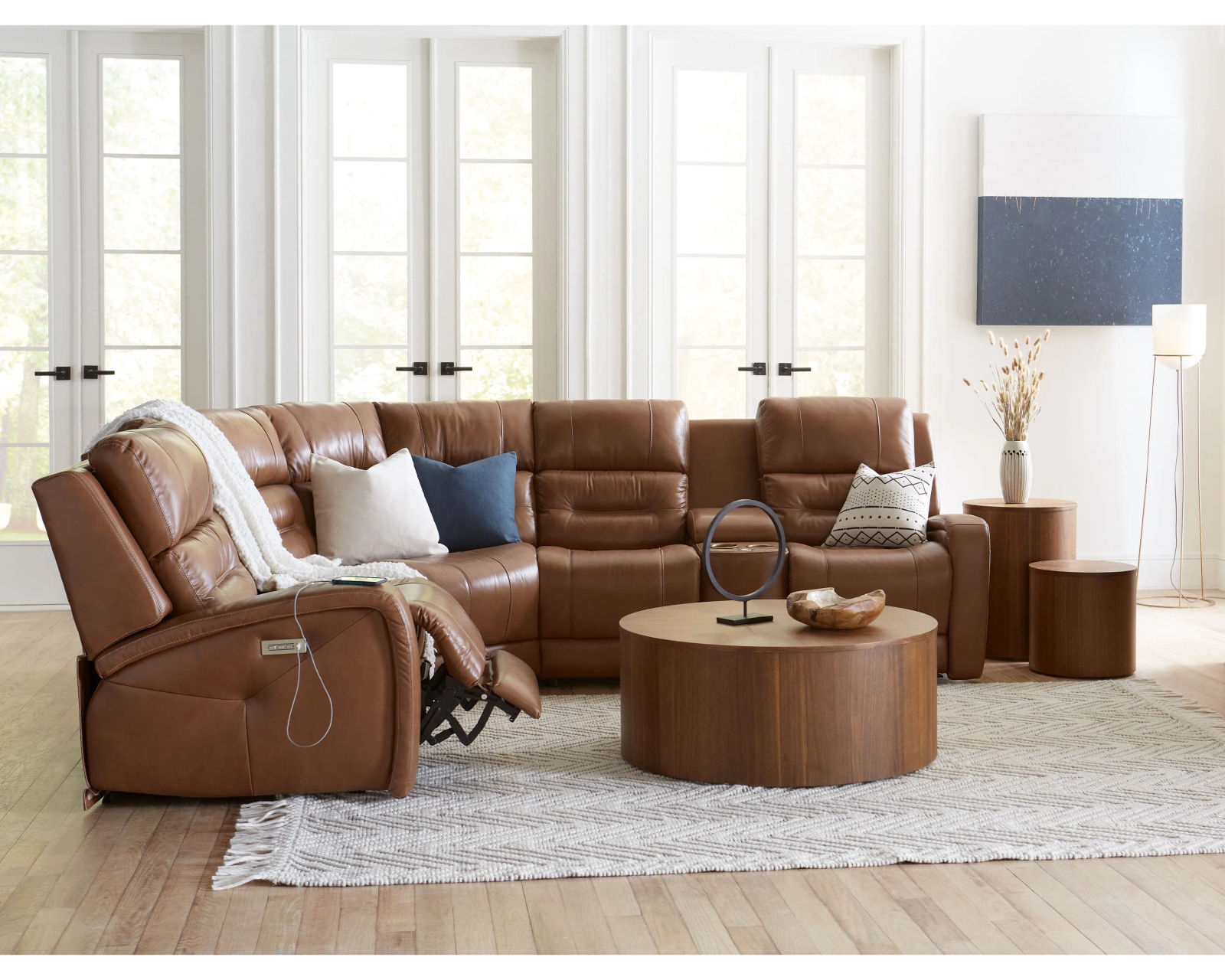 Washington 41067 Power Headrest Power Reclining Sectional (+100 leathers)