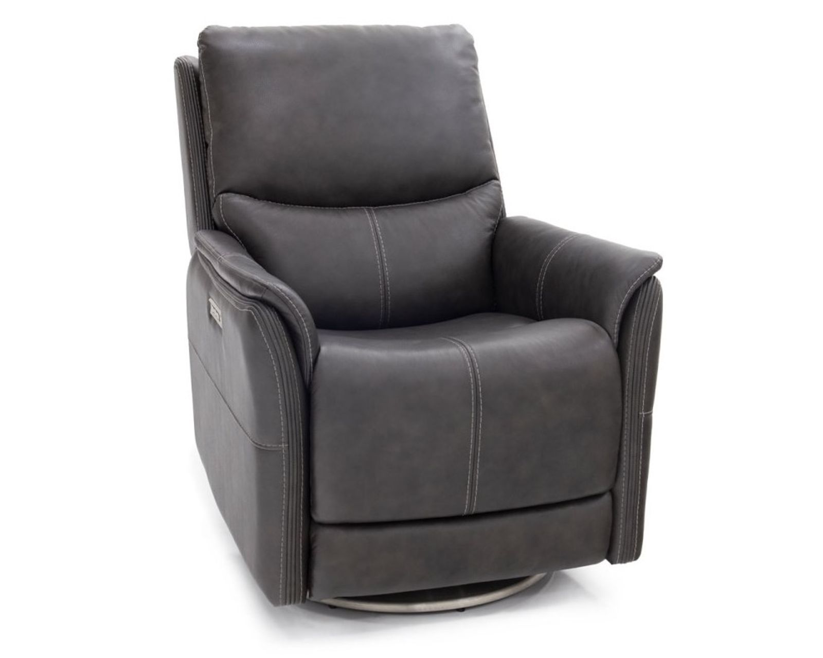 Salem Swivel Recliner w/Power Recline, Power Head Rest & Power Lumbar (Lay Flat) - Steel (In stock)