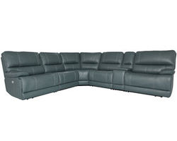 Shelby  Power Headrest Power Reclining Sectional in Cabrera Azure (Faux Leather)