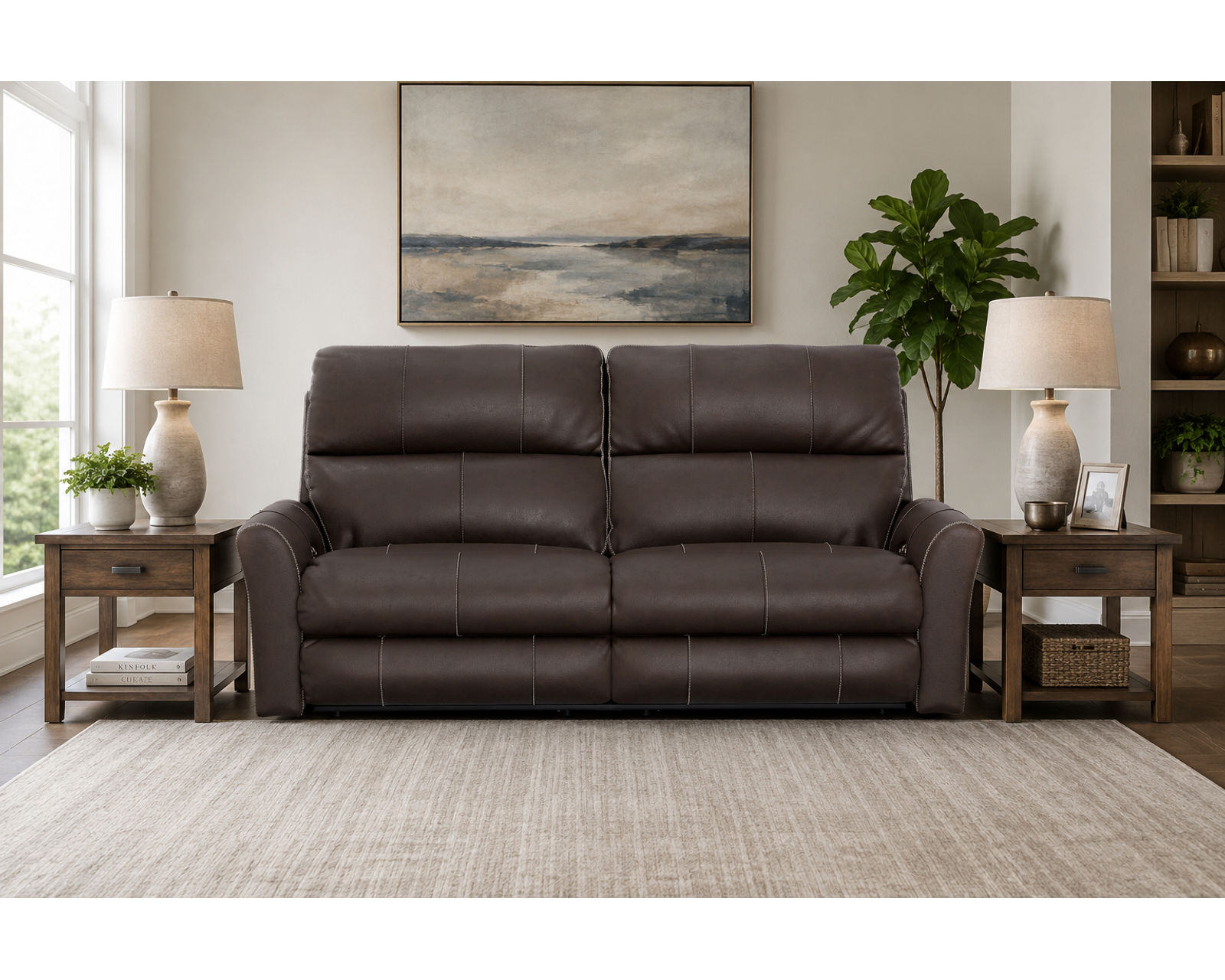 Fredda 82" Power Headrest Power Reclining Leather Sofa Lay-Flat Relaxation, Zero Gravity Comfort & Premium Italian Leather - two colors - Shown in Italian Leather Color Coffee