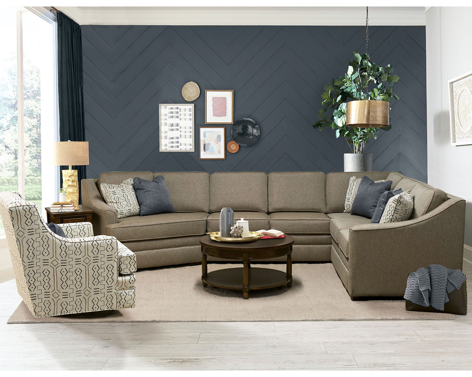 Thomas Stationary Sectional (+101 Standard and Performance Fabrics) - Layout M: Three Piece Sectional 140" x 96"