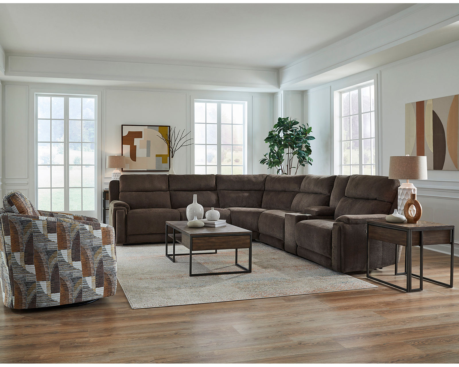 Country Club 238 Zero Gravity Power Reclining Sectional (+140 colors) - Layout D: Six Piece Reclining Sectional 136" x 123" (two recliners) 