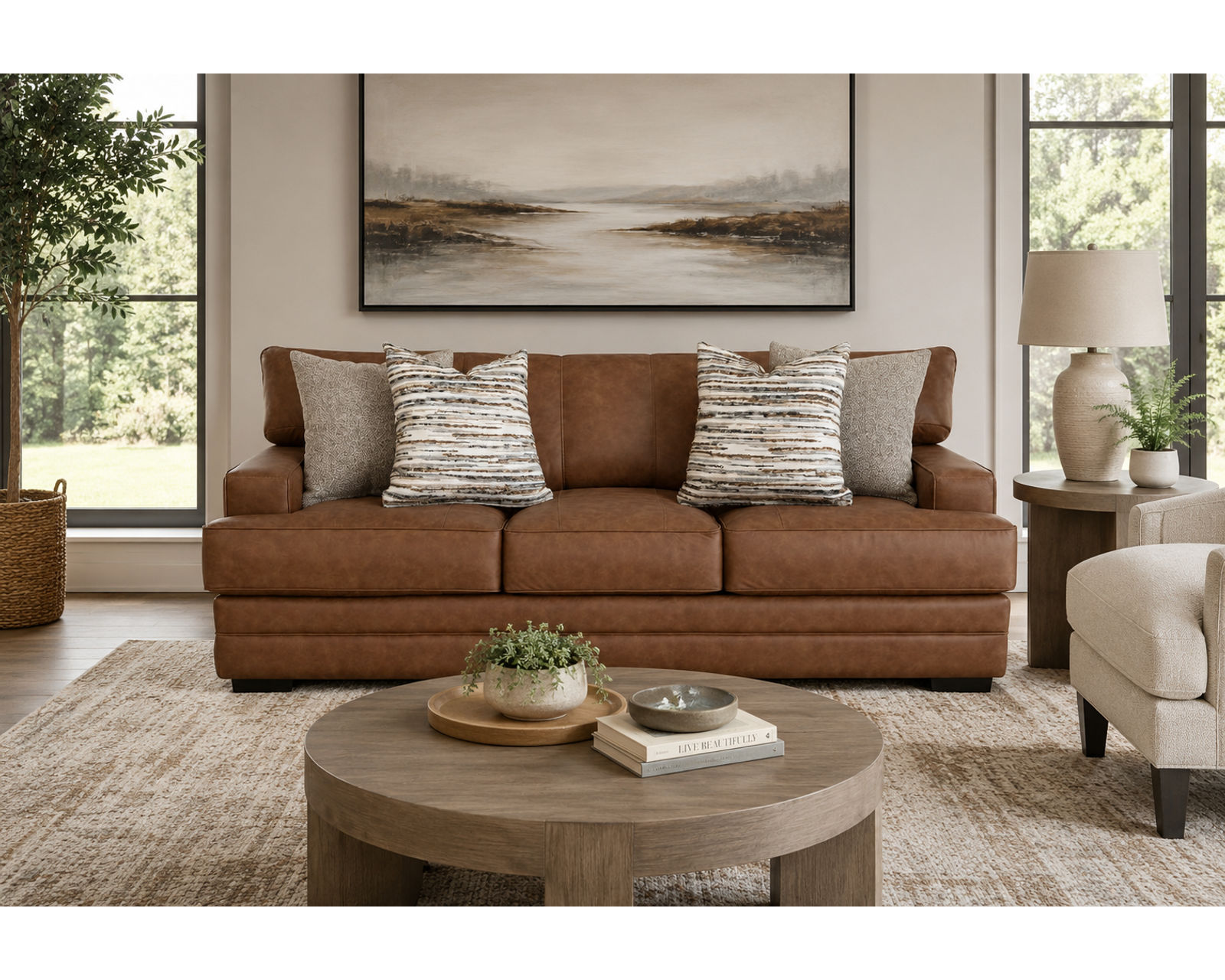 Regent 101.5" Extra Wide Sofa (Extra-Wide Comfort with the Rich Look of Worn Leather) - The Rich Look of Warn Leather Like Fabric