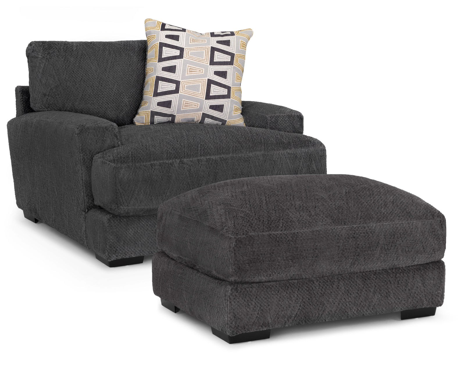 Flint 87" Stationary Sofa (Includes Pillows) - Flint Snuggler Chair and Ottoman