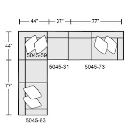 Layout G: Four Piece Sectional 121" x 158"