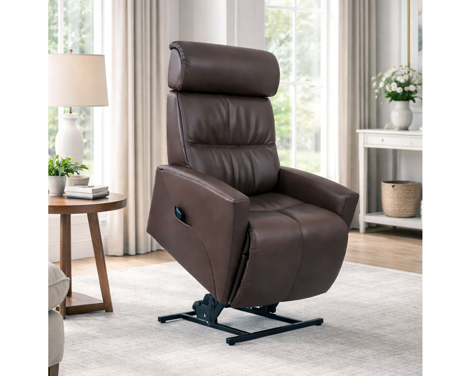 Milan 3 Motor Leather Lift Reclining Chair Brown (IN STOCK)