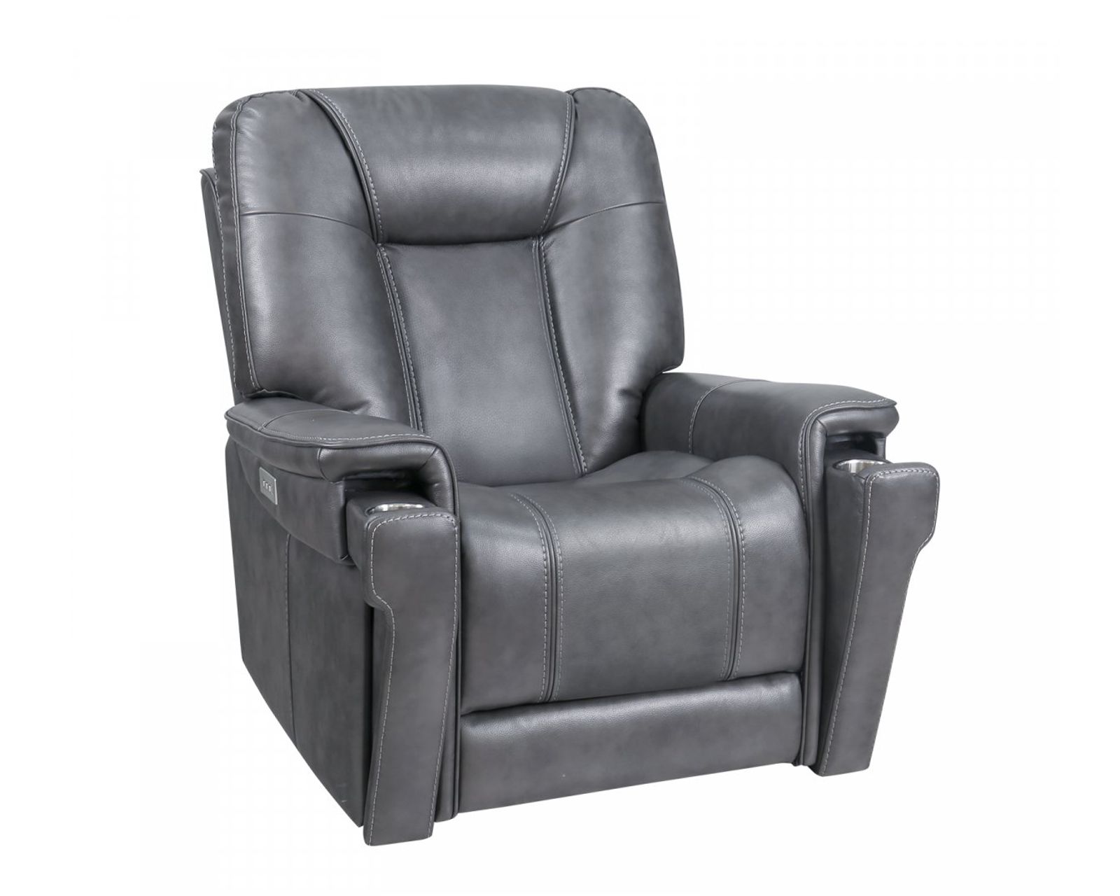 Sanibel 88" Sofa w/Power Recline, Power Head Rests & Power Lumbar (Lay Flat) Storm Leather (In stock) - Pop out cupholders on both arms