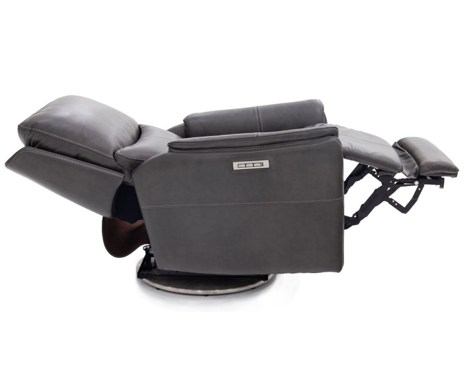 Salem Swivel Recliner w/Power Recline, Power Head Rest & Power Lumbar (Lay Flat) - Steel (In stock)