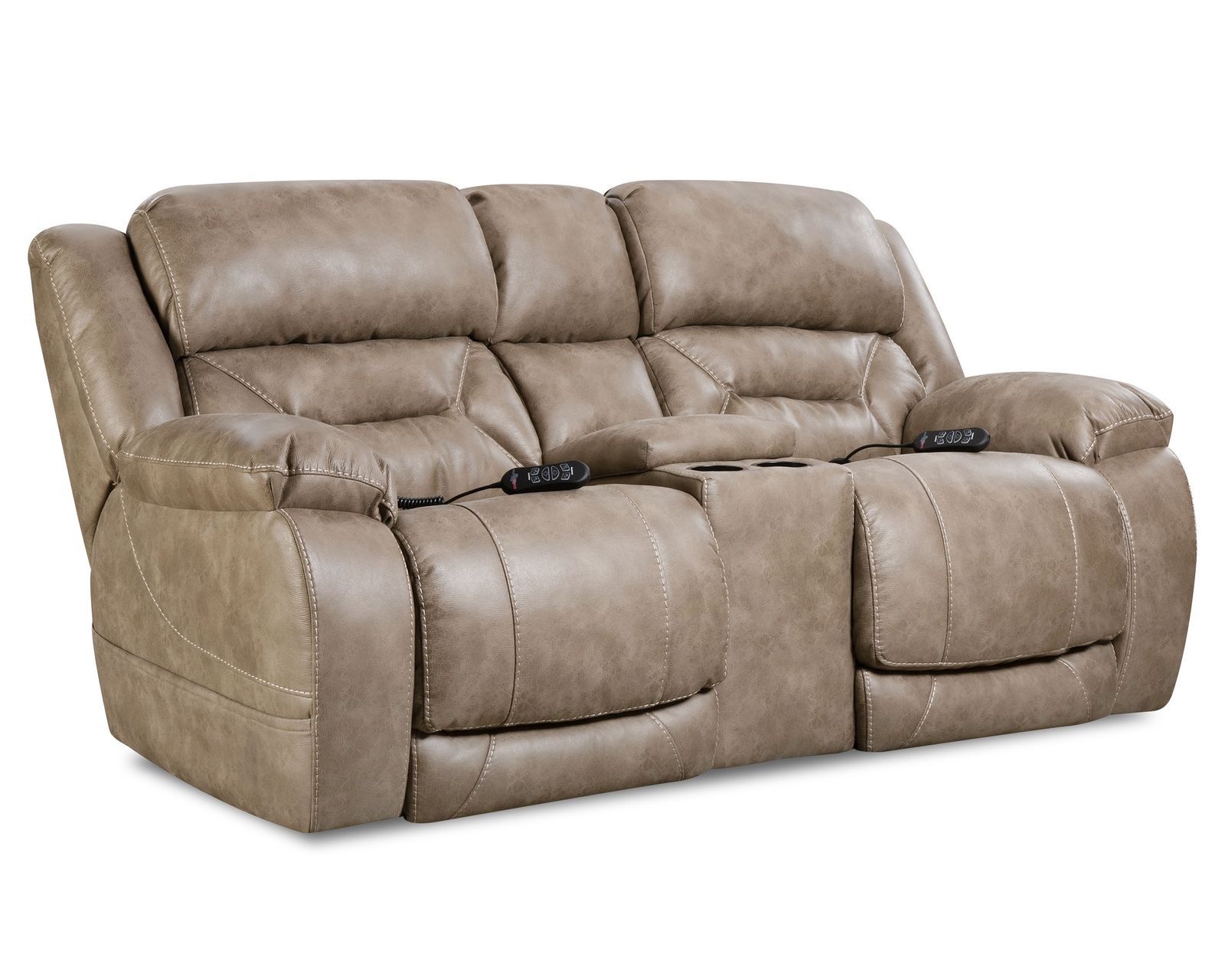 Greer 91" Triple Power Reclining Sofa Mushroom (In stock) - Greer 79" Power Reclining Console Loveseat