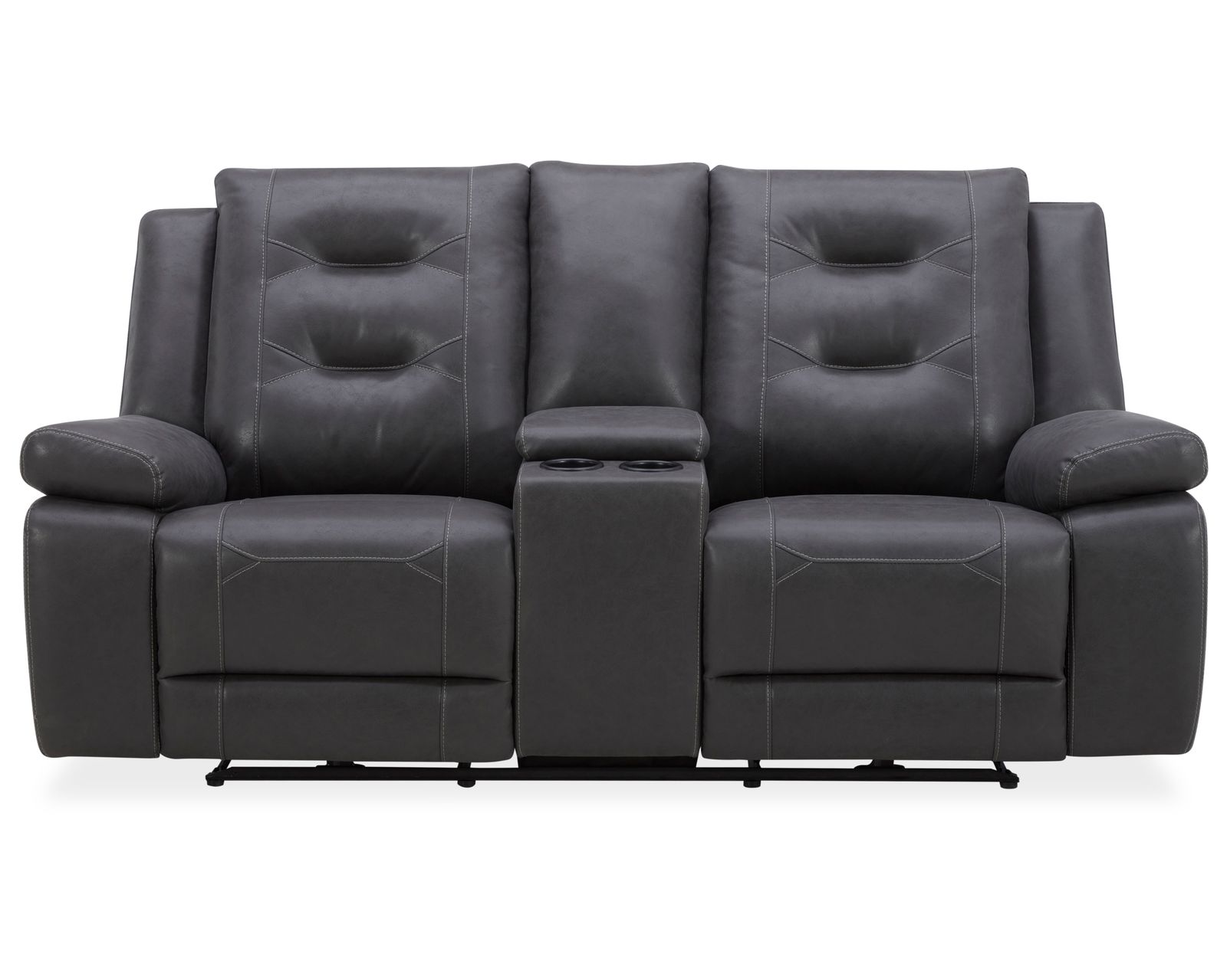 Caldwell 89" Power Reclining Sofa Charcoal (In stock - Fast Shipping) - Caldwell Power Reclining Console Loveseat