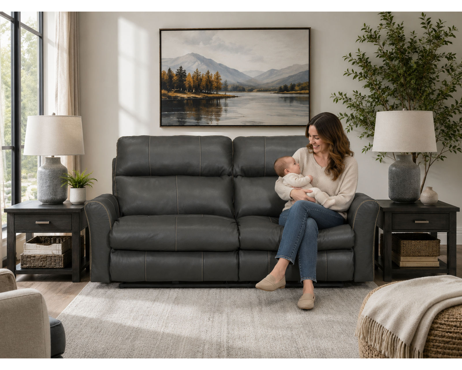 Fredda 82" Power Headrest Power Reclining Leather Sofa Lay-Flat Relaxation, Zero Gravity Comfort & Premium Italian Leather - two colors - The Perfect Seat After Every Long Day.