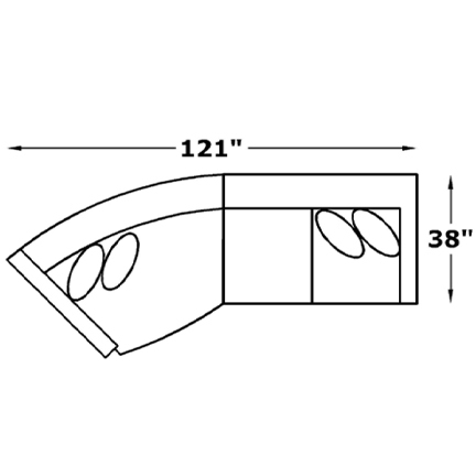Layout L: Two Piece Sectional 121" x 38"