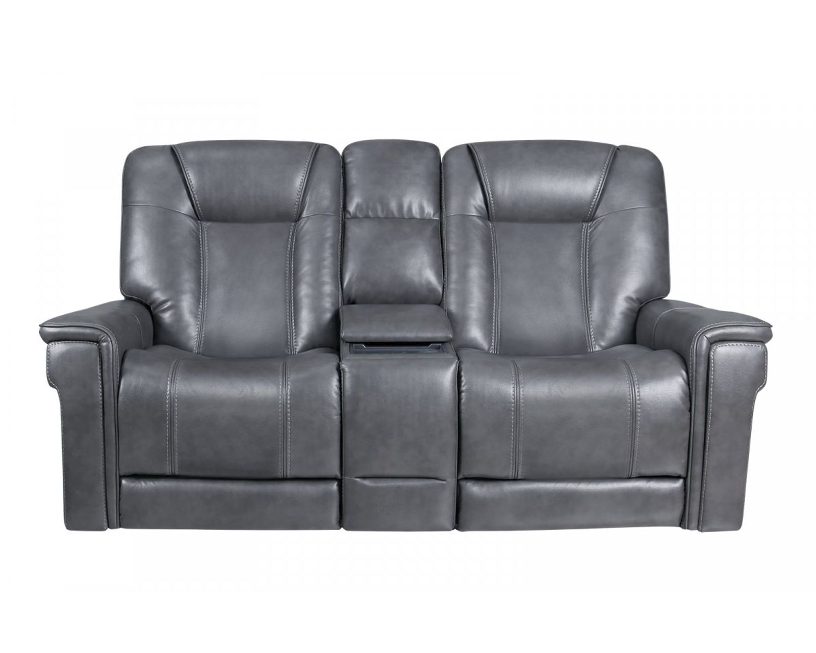  Sanibel 88" Sofa w/Power Recline, Power Head Rests & Power Lumbar (Lay Flat) Storm Leather (In stock) - Sanibel Console Loveseat w/Power Recline, Power Head Rests, Power Lumbar & Wireless Charger (Lay Flat)