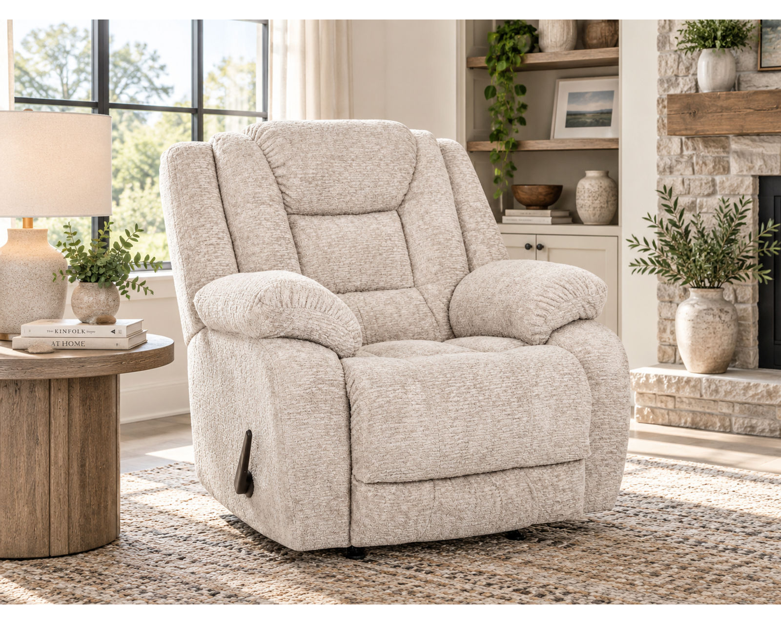 Hayworth 95" Reclining Sofa Ash (Luxury Comfort Without the Price) - Shown in Durable Polyester Fabric Color Pumice