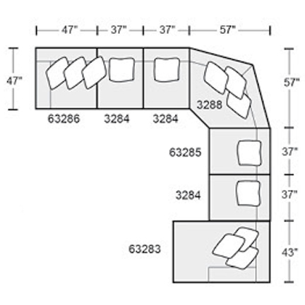 Layout J: Seven Piece Sectional 178" x 174" x 71" (3 recliners)