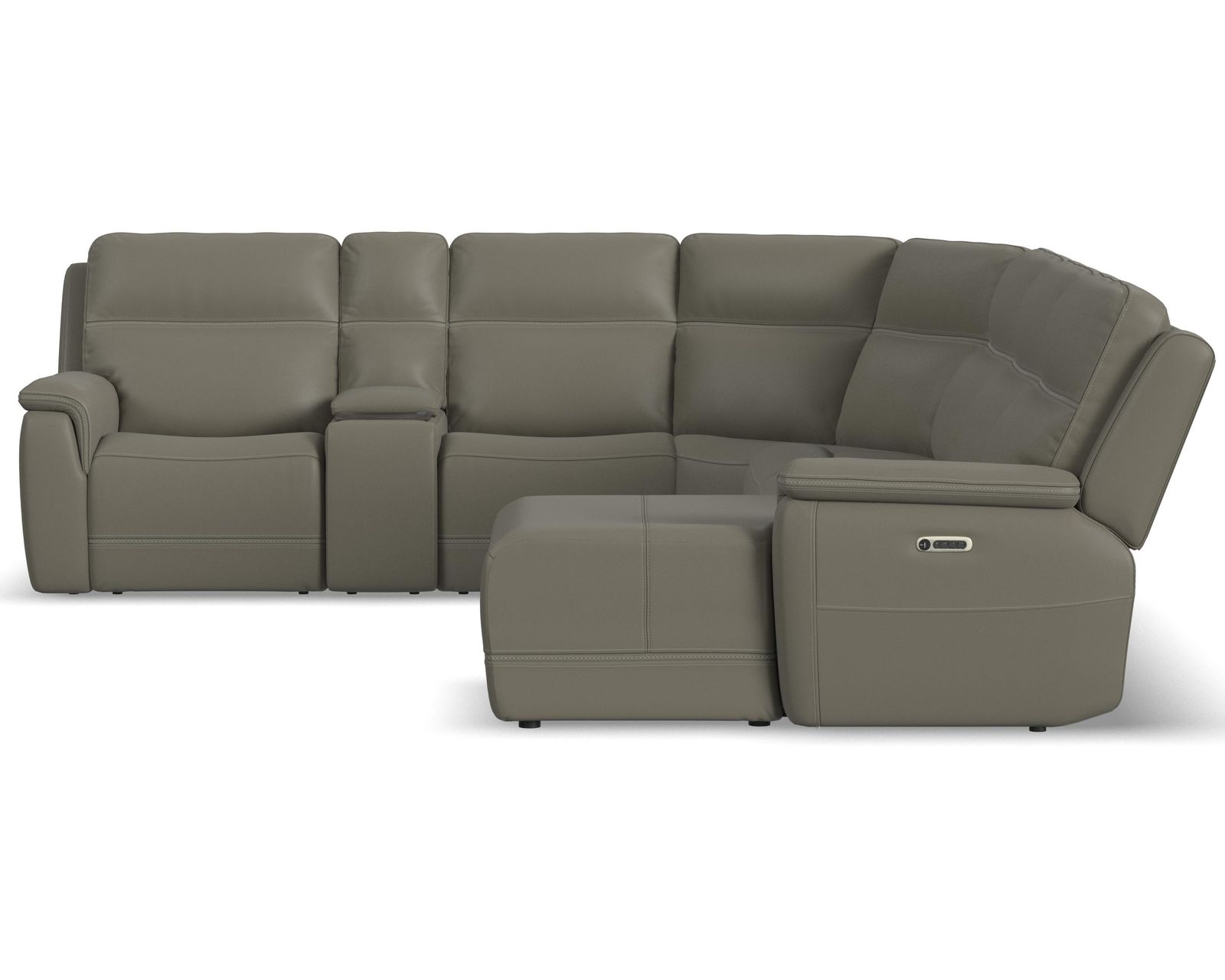 Sawyer Triple Power Reclining Sectional 009-01 (3 colors) In stock - Layout D: Seven Piece Reclining Sectional 125" x 142" (2 recliners)